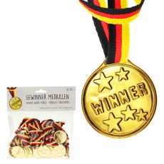 Kunststoff Medaillen Set Gold Band in Deutschland-Farben 17 cm