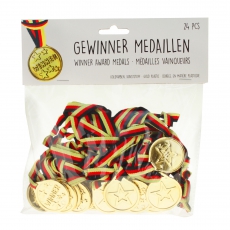 Kunststoff Medaillen Set Gold Band in Deutschland-Farben 17 cm