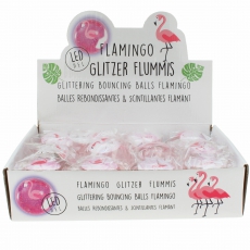 LED Glitzer Flummi Flamingo 65 mm