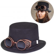 Zylinderhut Steampunk mit Brille