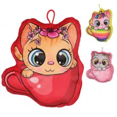 Katze in Tasse Kissen 18cm