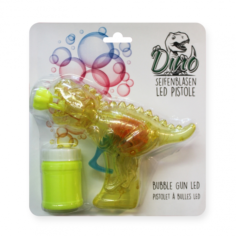 Seifenblasenflüssigkeit! inkl Seifenblasenpistole "Dino-Gun" mit Lichteffekt 
