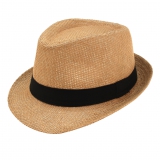 Strohhut Fedora mit schwarzem Band